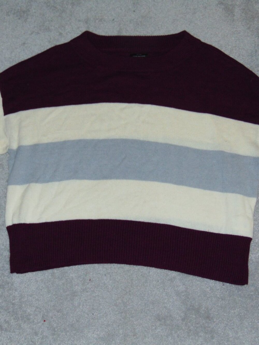 Lucky Brand Women’s Color Block Crew Neck Sweater Burgundy Cream Long Sleeve XXL